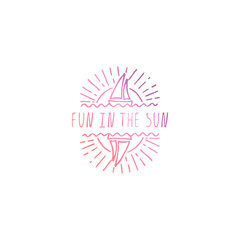 Hand Drawn Summer Slogan Isolated on White. Fun in the Sun