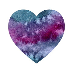 Hand drawn watercolor heart texture i love you valentine february icon logo