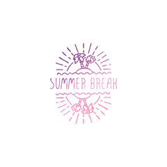 Fototapeta premium Hand Drawn Summer Slogan Isolated on White. Summer Break
