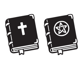 Holy Bible and dark magic book