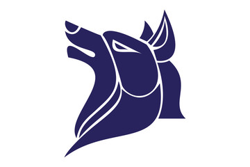 Dark blue head of the wolf. Wild animal vector face. Wild wolf with raised head.