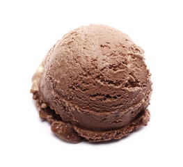 Chocolate ice cream ball isolated on white, series