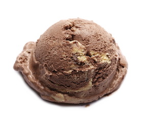 Chocolate ice cream ball isolated on white, series