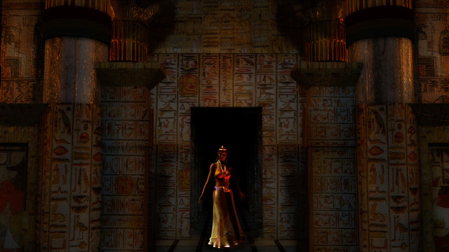 concept art of magician woman in a dark ancient temple