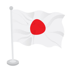 Waving flag of Japan on a flagpole. Vector illustration design