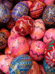 Fototapeta na wymiar colorful [ainted Easter eggs, close up