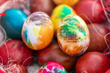 Easter eggs in the basket.