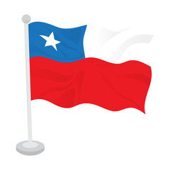 Waving flag of Chile on a flagpole. Vector illustration design