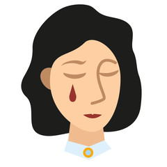Crying woman flat illustration on white