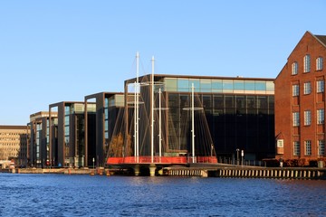 Copenhagen, Denmark. View of The Circle Bridge (Danish: Cirkelbroen) is a pedestrian bridge