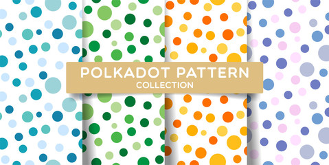 Polka dots seamless pattern collection. Colorful print design for textile, fabric, fashion, wallpaper, background. Vector eps 10 - obrazy, fototapety, plakaty