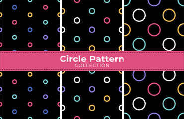 Round circles seamless pattern collection. Colorful print design for textile, fabric, fashion, wallpaper, background. Vector eps 10