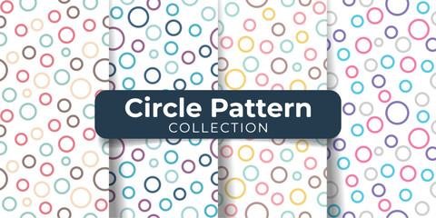Round circles seamless pattern collection. Colorful print design for textile, fabric, fashion, wallpaper, background. Vector eps 10