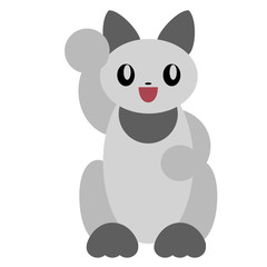 Waving cat flat illustration on white