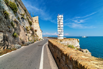 Road along Mediterranean sea in Antibes, France.