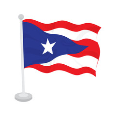 Waving flag of Puerto Rico on a flagpole. Vector illustration design