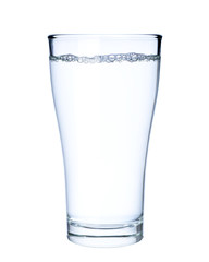 Water in glass isolated on white background.
