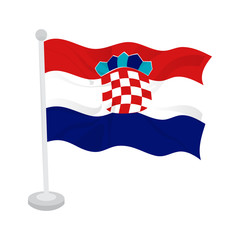 Waving flag of Croatia on a flagpole. Vector illustration design