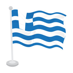 Waving flag of Greece on a flagpole. Vector illustration design