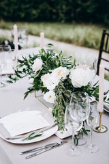 Wedding table decoration and table setting