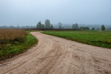 empty gravel road in autumn
