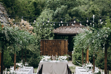 Wedding table decoration and table setting