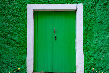 Old church entrance doors in Russia, Europe.