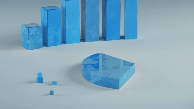 Growing economic blue chart graphs. Economy statistic or business concept. 3D render animation 4k UHD 3840x2160