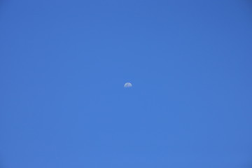 Moon in the morning and blue sky in Cachoerinha RS, Brazil.