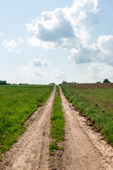 Obraz premium empty gravel road in autumn