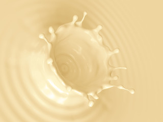 3d abstract background, liquid macro texture, splashing crown, yellow pastel color fluid, splash