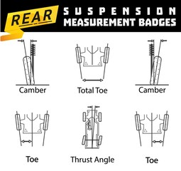 the icons of the current measurements of the car's suspension