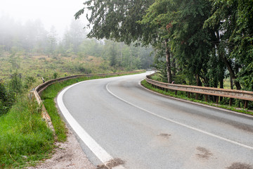 empty asphalt road in autumn