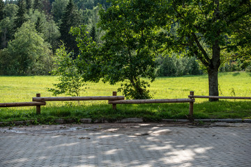 old wooden fence in countryside park