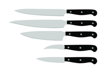 Kitchen knife vector isolated on white background. Major tool for kitchen in home or restaurant.