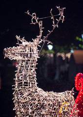 Christmas decorations at night with out of focus background