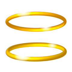 Gold realistic angel ring. Vector illustration. - 257296562