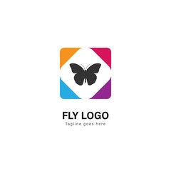 Butterfly logo template design. Butterfly logo with modern frame vector design