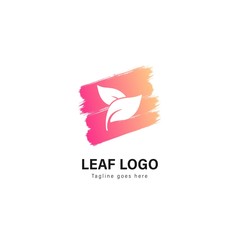 Leaf logo template design. Leaf logo with modern frame vector design