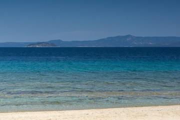 Fototapeta na wymiar Lagoon Beach at Kassandra Peninsula, Chalkidiki, Central Macedonia, Greece
