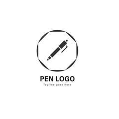 Pen logo template design. Pen logo with modern frame vector design