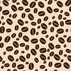 Seamless vector pattern of black coffee beans