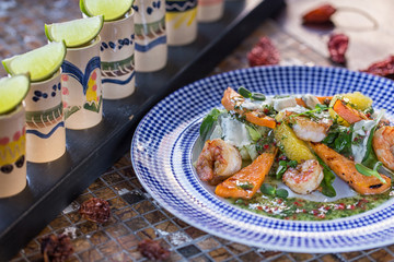 Fototapeta na wymiar Salad with shrimps