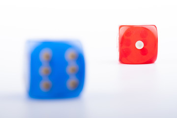 blue and red dice
