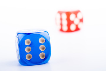 blue and red dice