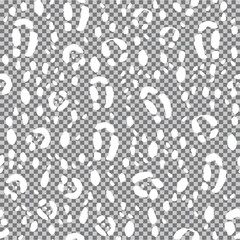 Animal print, seamless background, whites spots of a jaguar. Transparent background. Stock vector illustration.