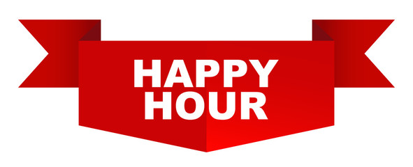 red vector banner happy hour