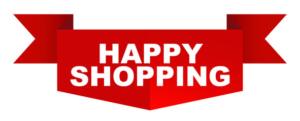 red vector banner happy shopping
