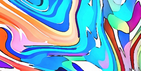 Abstract artistic background in very colorful pastel colors. Little swirl design. Dry graphic watercolor stylization. Juicy psychedelic design. White backdrop for element contrast. Chaotic twist paint