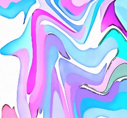 Abstract artistic background in very colorful pastel colors. Little swirl design. Dry graphic watercolor stylization. Juicy psychedelic design. White backdrop for element contrast. Chaotic twist paint